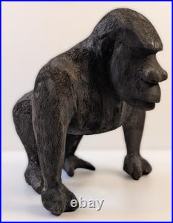 OOAK Hand-Carved Wooden Gorilla Sculpture Signed Vintage 1972 10 Tall