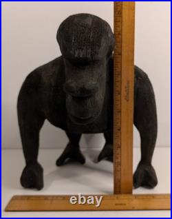 OOAK Hand-Carved Wooden Gorilla Sculpture Signed Vintage 1972 10 Tall