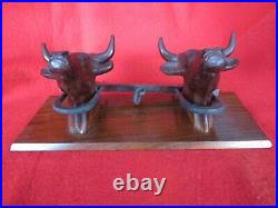 Old Carved Wood Oxen Team Black forest Sculpture Wooden OX Plaque vintage cattle