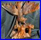 Old Vintage Hand Carved Art Sculpture Wood Carving Eagle Bird Wooden Statue