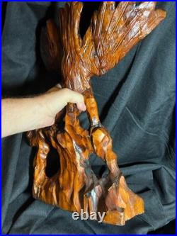 Old Vintage Hand Carved Art Sculpture Wood Carving Eagle Bird Wooden Statue
