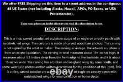 Old Vintage Hand Carved Art Sculpture Wood Carving Eagle Bird Wooden Statue