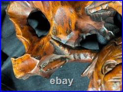 Old Vintage Hand Carved Art Sculpture Wood Carving Eagle Bird Wooden Statue