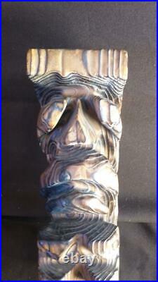 Old Vintage WITCO Wood Carved Carving Tiki Hut God Man Statue MCM Hawaiian Style