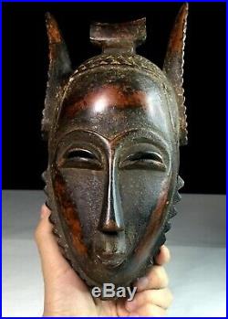 Old Vtg African Tribal Art Yaure Mask Carving Wood Ivory Coast Africa