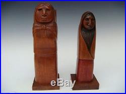 Old vintage Mexican wood carving sculpture figure by ARIAS 11 3/4 tall