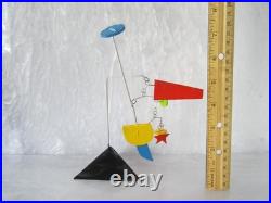 One Of A Kind Vintage Metal Wire / Wood Stabile Mobile Kinetic Sculpture Signed