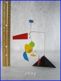 One Of A Kind Vintage Metal Wire / Wood Stabile Mobile Kinetic Sculpture Signed