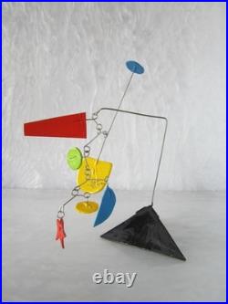 One Of A Kind Vintage Metal Wire / Wood Stabile Mobile Kinetic Sculpture Signed