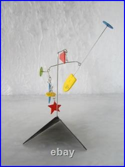 One Of A Kind Vintage Metal Wire / Wood Stabile Mobile Kinetic Sculpture Signed