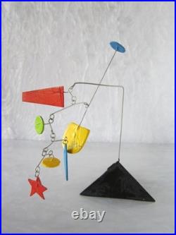 One Of A Kind Vintage Metal Wire / Wood Stabile Mobile Kinetic Sculpture Signed
