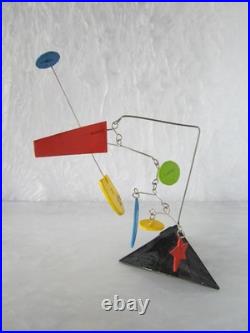 One Of A Kind Vintage Metal Wire / Wood Stabile Mobile Kinetic Sculpture Signed