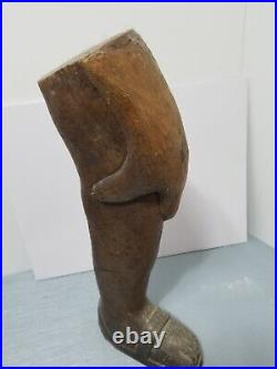 Original 17 vintage Signed Art Wood Carving sculpture leg hand unusual rare