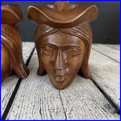 PAIR Vintage Wood Sculpture Hand Carved Ceremonial Offering Bowls Philippines PAIR Vintage Wood Sculpture Hand Carved Ceremonial Offering Bowls Philippines