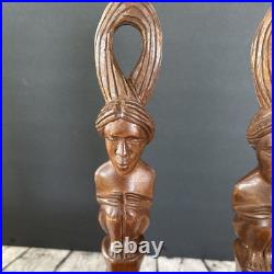 PAIR Vintage Wood Sculpture Hand Carved Ceremonial Offering Bowls Philippines PAIR Vintage Wood Sculpture Hand Carved Ceremonial Offering Bowls Philippines