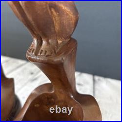 PAIR Vintage Wood Sculpture Hand Carved Ceremonial Offering Bowls Philippines PAIR Vintage Wood Sculpture Hand Carved Ceremonial Offering Bowls Philippines