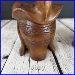 PAIR Vintage Wood Sculpture Hand Carved Ceremonial Offering Bowls Philippines