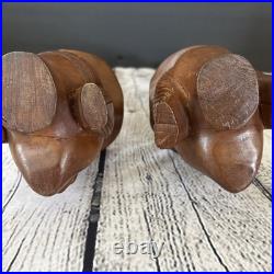 PAIR Vintage Wood Sculpture Hand Carved Ceremonial Offering Bowls Philippines