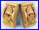 Pair Arts & Crafts Carved Wood Tall Ships Breaking Waves Corbels Wall Sculptures