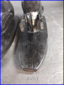 Pair Of Vintage African Heavy Ebony Wood Women Tribal Wall Sculpture