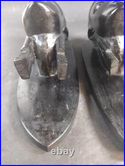 Pair Of Vintage African Heavy Ebony Wood Women Tribal Wall Sculpture