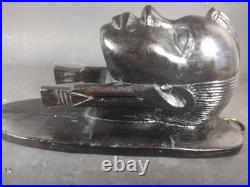 Pair Of Vintage African Heavy Ebony Wood Women Tribal Wall Sculpture