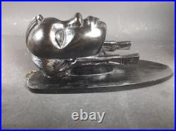 Pair Of Vintage African Heavy Ebony Wood Women Tribal Wall Sculpture