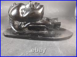 Pair Of Vintage African Heavy Ebony Wood Women Tribal Wall Sculpture