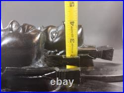 Pair Of Vintage African Heavy Ebony Wood Women Tribal Wall Sculpture