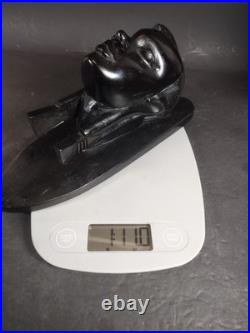 Pair Of Vintage African Heavy Ebony Wood Women Tribal Wall Sculpture