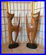 Pair Of Vintage Mid Century Siamese Cat Statues Wood Sculptures Big 2 Feet Tall