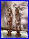 (Pair)Vintage Abstract Hand Carved Wood Sculpture Biomorphic Ballet Dancers MCM