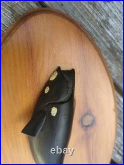 Pair Vintage Nantucket Paul McCarthy Whale Carving Plaque Wood Signed Maritime