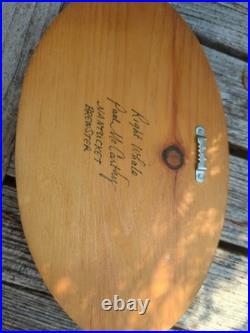 Pair Vintage Nantucket Paul McCarthy Whale Carving Plaque Wood Signed Maritime