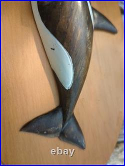 Pair Vintage Nantucket Paul McCarthy Whale Carving Plaque Wood Signed Maritime Pair Vintage Nantucket Paul McCarthy Whale Carving Plaque Wood Signed Maritime