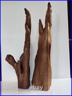 Pair Vintage Natural Wood Sculptures Cypress Knee Burl Look Rustic Cabin Decor Pair Vintage Natural Wood Sculptures Cypress Knee Burl Look Rustic Cabin Decor