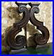 Pair scroll groove carving corbel bracket Antique french architectural salvage