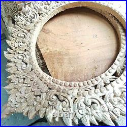 Picture Frame Teak Wood Carving Wall Hanging Mirror Thai Home Decor Gift Collect