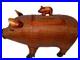 Pig Mid Century Chinese Hand Crafted Wood Wicker Pig Sculpture Box Vintage