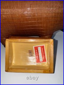 Pig Mid Century Chinese Hand Crafted Wood Wicker Pig Sculpture Box Vintage