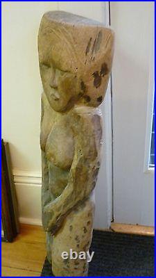 Polynesian Wood Sculpture / 30 In. Tall / (vintage)