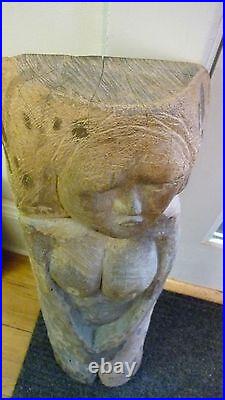 Polynesian Wood Sculpture / 30 In. Tall / (vintage)