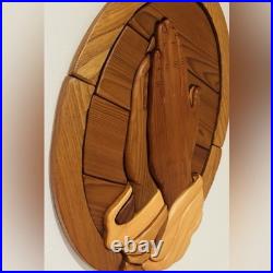 Praying Hands JESUS CHRIST Original Vintage Fine Art SOLID WOOD SCULPTURE Plaque