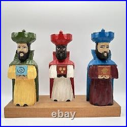 Puerto Rico Art Wood Carving Three Kings Tres Reyes Gerardo Santiago OOAK VTG