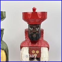 Puerto Rico Art Wood Carving Three Kings Tres Reyes Gerardo Santiago OOAK VTG