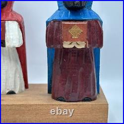 Puerto Rico Art Wood Carving Three Kings Tres Reyes Gerardo Santiago OOAK VTG