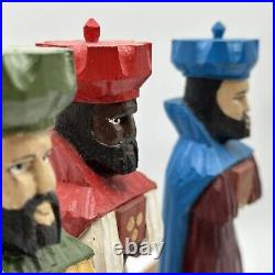 Puerto Rico Art Wood Carving Three Kings Tres Reyes Gerardo Santiago OOAK VTG