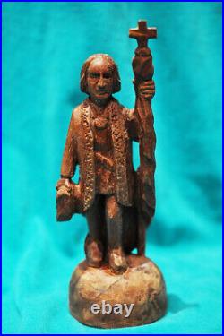 Puerto Rico Art vintage'80's wood carving Cristobal Colon by Neftale Negron