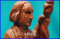 Puerto Rico Art vintage'80's wood carving Cristobal Colon by Neftale Negron