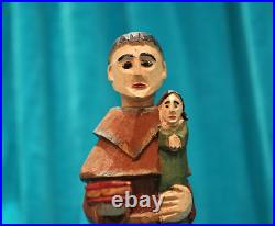 Puerto Rico Art vintage Santo de Palo wood carving of San Antonio de Padua